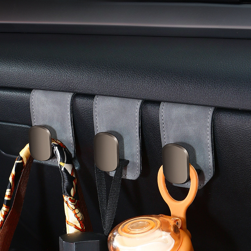 

1pc Fashion Suede Car Hook, Metal Wall For Front Seat Glove Box, Vehicle Accessory Organizer