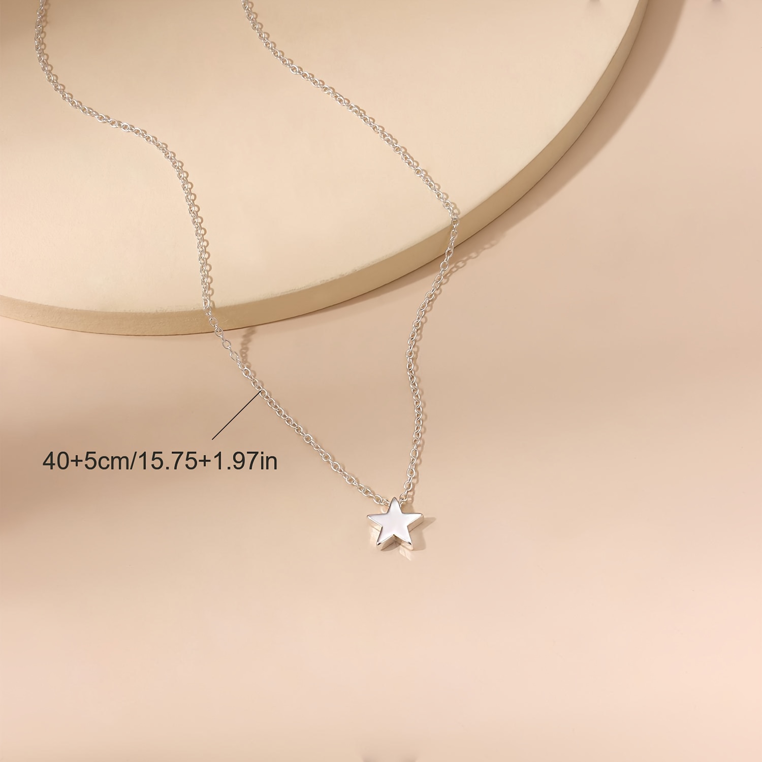 TEMU 1pc Stainless Steel Star Pendant Necklace - Minimalist Elegant Unisex Collarbone Chain With Shiny Durable Star Charm, Neutral Gift For &, Daily