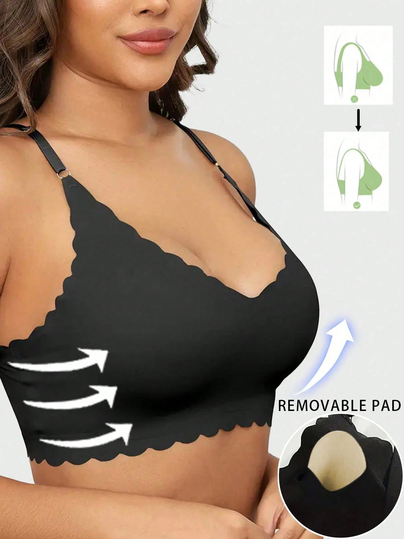 7pcs womens wireless bras seamless braslette with deep v neckline non slip   base soft everyday bras for under corset   yoga clothing multi color options red   gray white blue brown must have everyday special occasion bras Product details 0