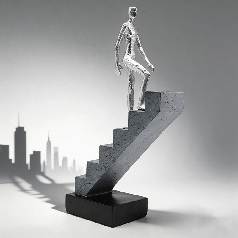 Collectible Architectural Climbing Staircase Figure Statue - Resin Miniature Stair Ornament Suitable for / Use, Multi-Room Decor with Ascending Steps, Modern Tabletop Display for Home, Office, Balcony Decoration