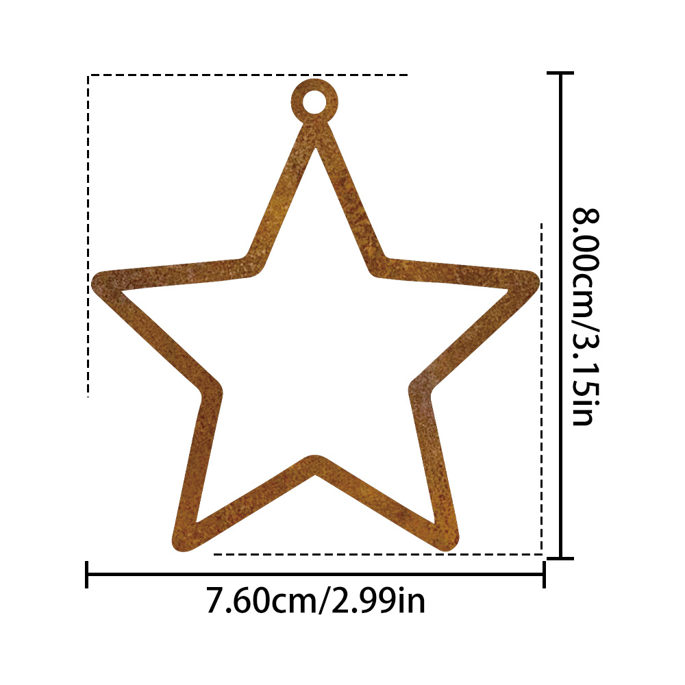 TEMU 1pc Rusty Metal Christmas Ornament, Hollow Five-pointed Star, Rusty Hanging Christmas Tree Decoration, Wall Art Crafts, Christmas Decorations,