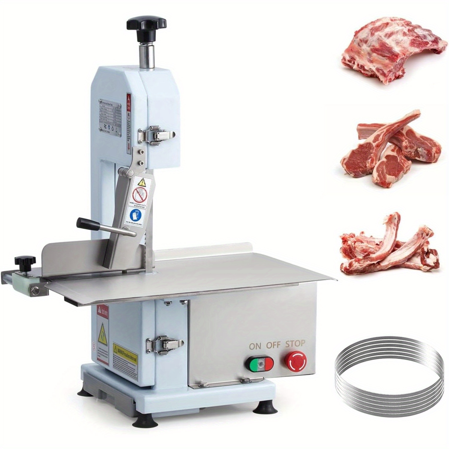professional meat saw machine with   0 39 5 7 inches cutting thickness   of uses simple safe operation stainless steel workbench 19 3 x 12 4 inches