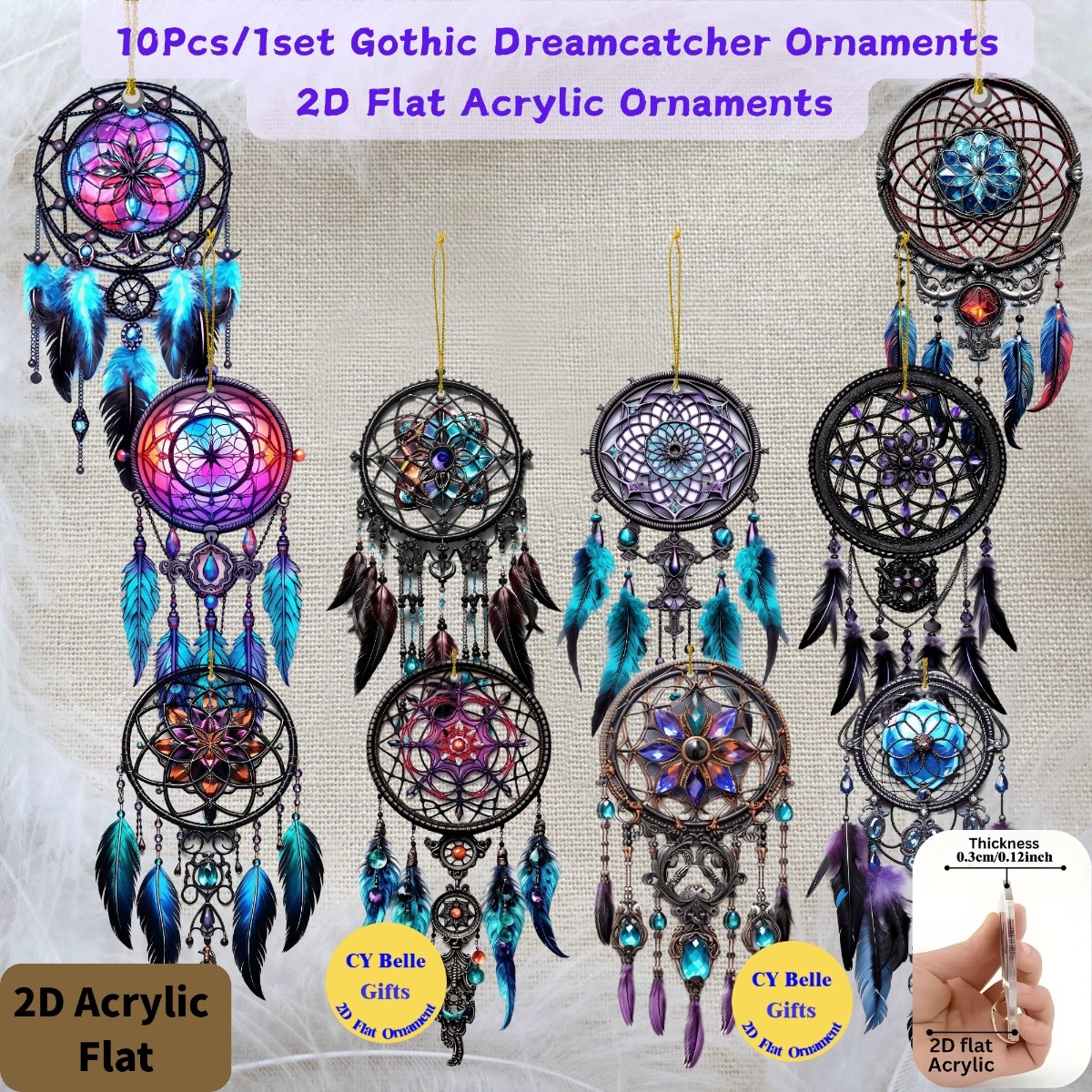 TEMU Plat 2D, [Plat 2D] 10 pièces/1 lot d'ornements attrape- gothiques en acrylique - Convient pour boîtes cadeaux, sacs à dos, téléphones portables,