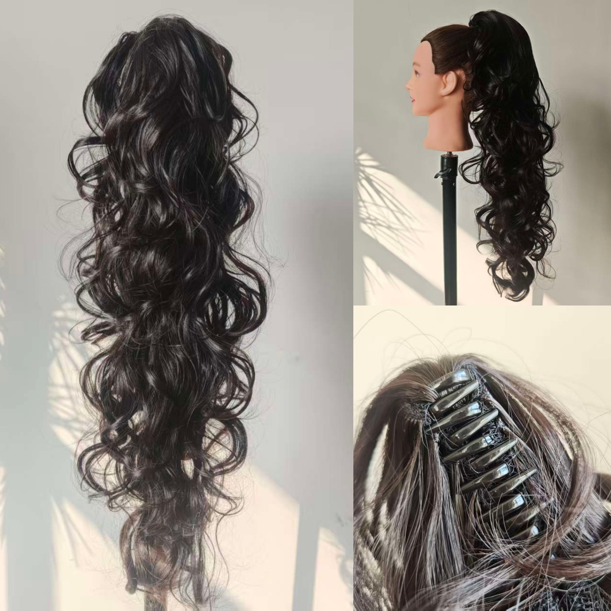 Image of 32-inch Women's Wavy Synthetic Hair Wig With High-temperature, Large Clip- Ponytail Wig Suitable For Hair Types - No Knotting For Daily Use & Parties, -in Extensions For Volume