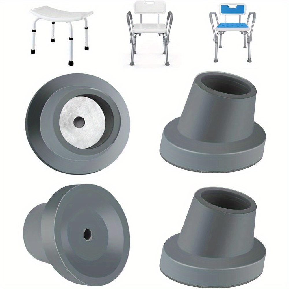Image of 4 Non-slip Replacement Feet Suitable For Shower Chairs - Sloped Rubber Tips, Suction Cup Bath Stool Safety Seats And Transfer Stools, , Made Of Durable Plastic, Shower Chair Additions