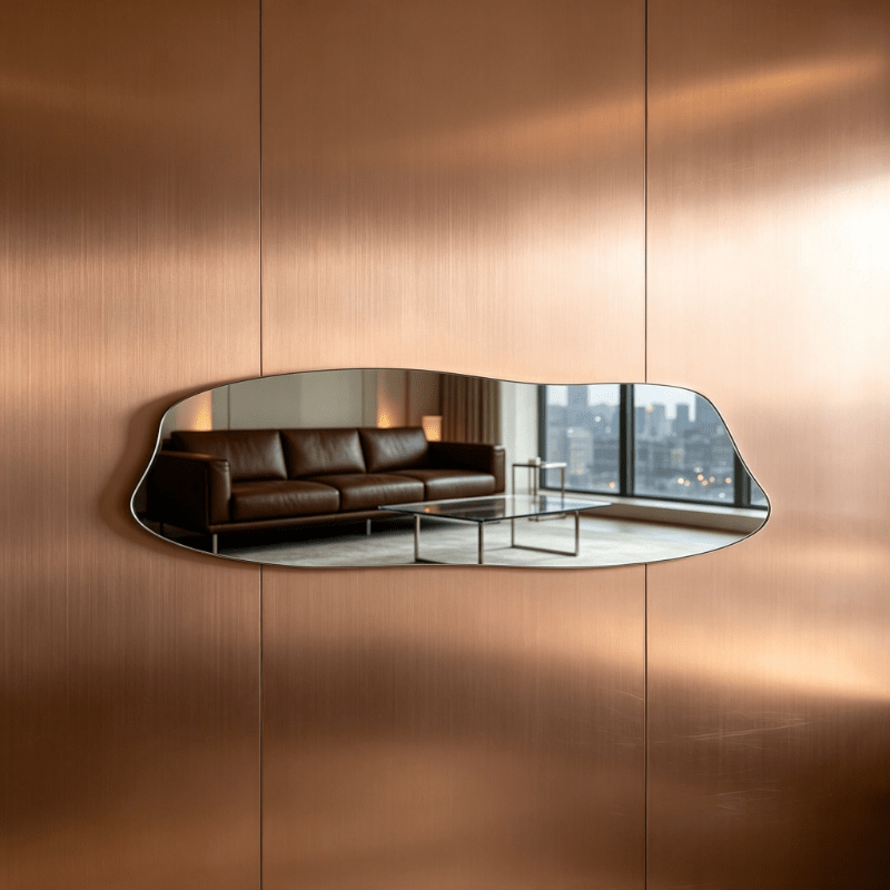Acrylic Horizontal Wavy Fluid Shape Decorative Mirror