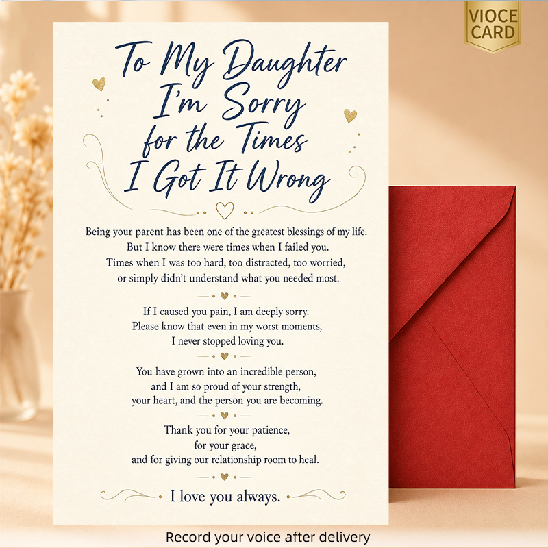TEMU 1 Card And 1 Envelope, Card For Daughter From Parent, ", It " Reconciliation Greeting Card With Recordable Voice Message Feature, Meaningful