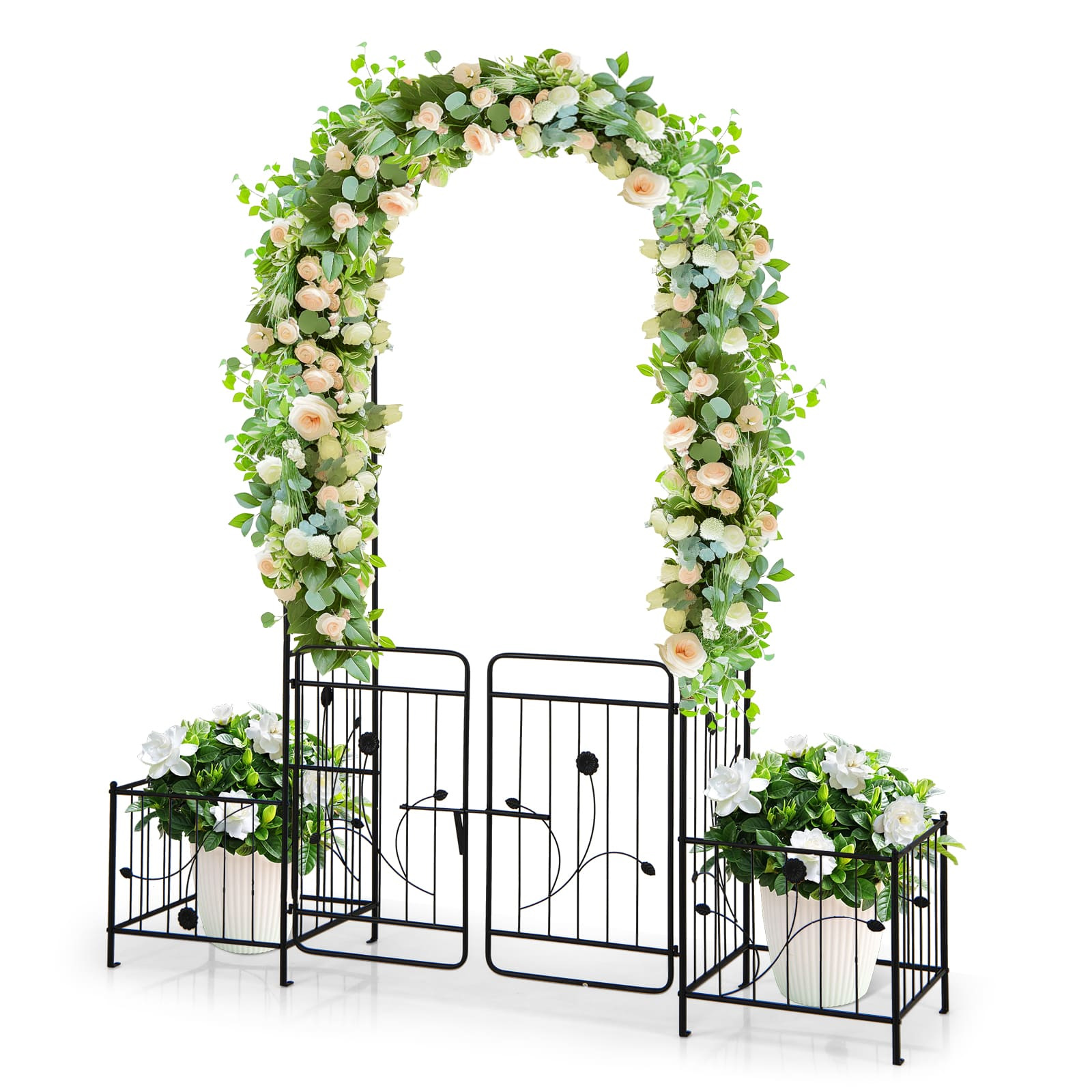 Image of Durable Iron Arch For Party Decoration, With Door And Planting Frame, Ideal For Courtyard Weddings, Annual Gatherings, New Year's Celebrations, Christmas, Valentine's Day Proposals