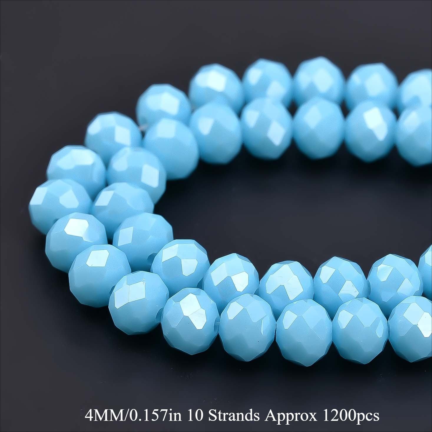 TEMU 10 Strands Sky Blue Inlaid Glass Beads With Loose Beads For Jewelry Making Diy Bracelet Accessories 3/ 4/ 6/ 8mm