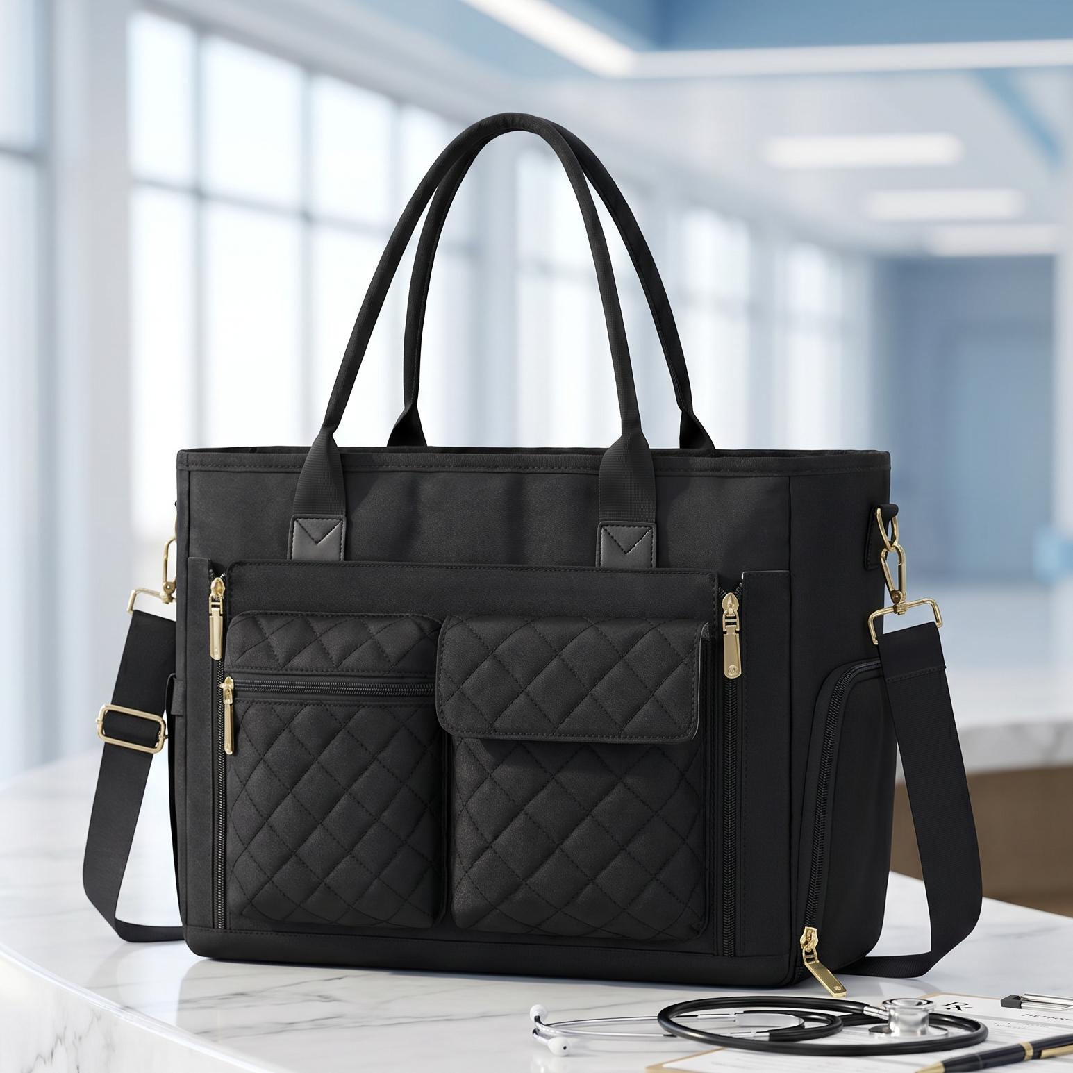 Image of Rainsmore Teacher Work Bag Laptop Bag With Lunch Compartment 15.6 Inch Laptop Tote Bags For Women Ladies Laptop Handbag For Nurses Office College Black
