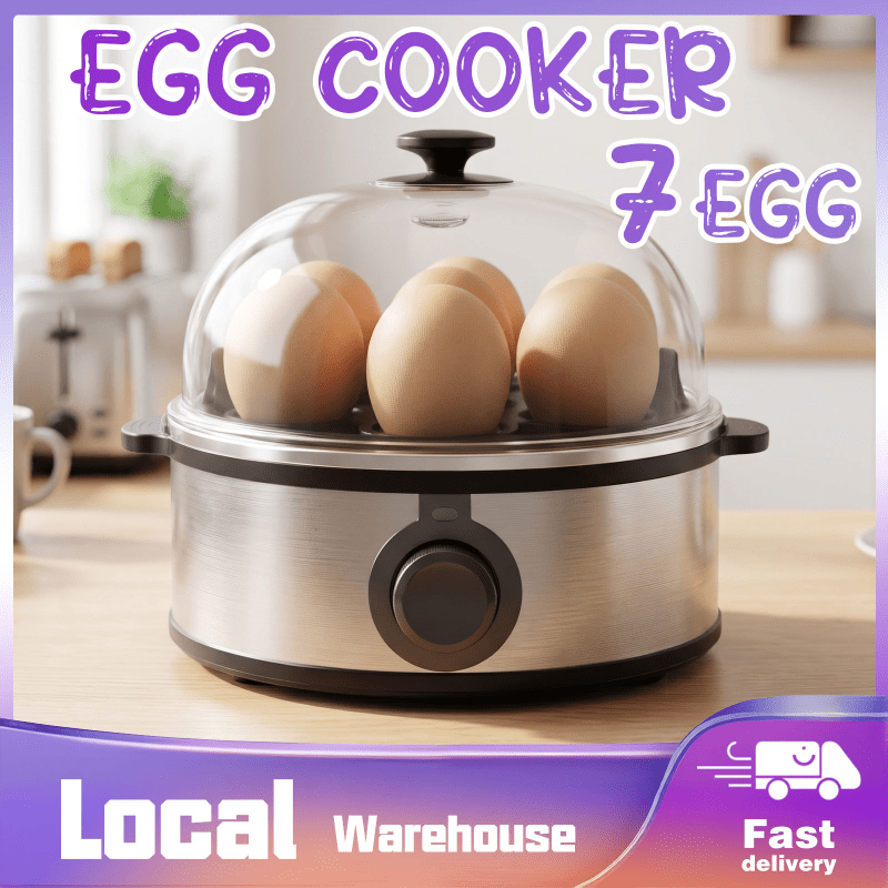 TEMU Egg Cooker, 7-egg Electric Boiler, Auto Shut-off With Measuring Cup | Stainless Steel Heating Plate, Cooks Soft Medium Hard Boiled Eggs, Quick