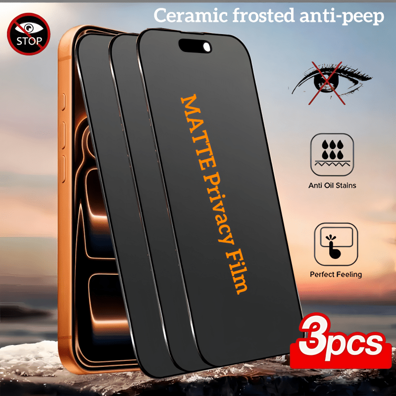 E-shop Matte Anti-Spionage Keramikfolie 3er-Pack | Vollständige Abdeckung Anti-Fingerabdruck Anti-Blinzeln & Stoßfest | Geschmeidige Berührung Einfache