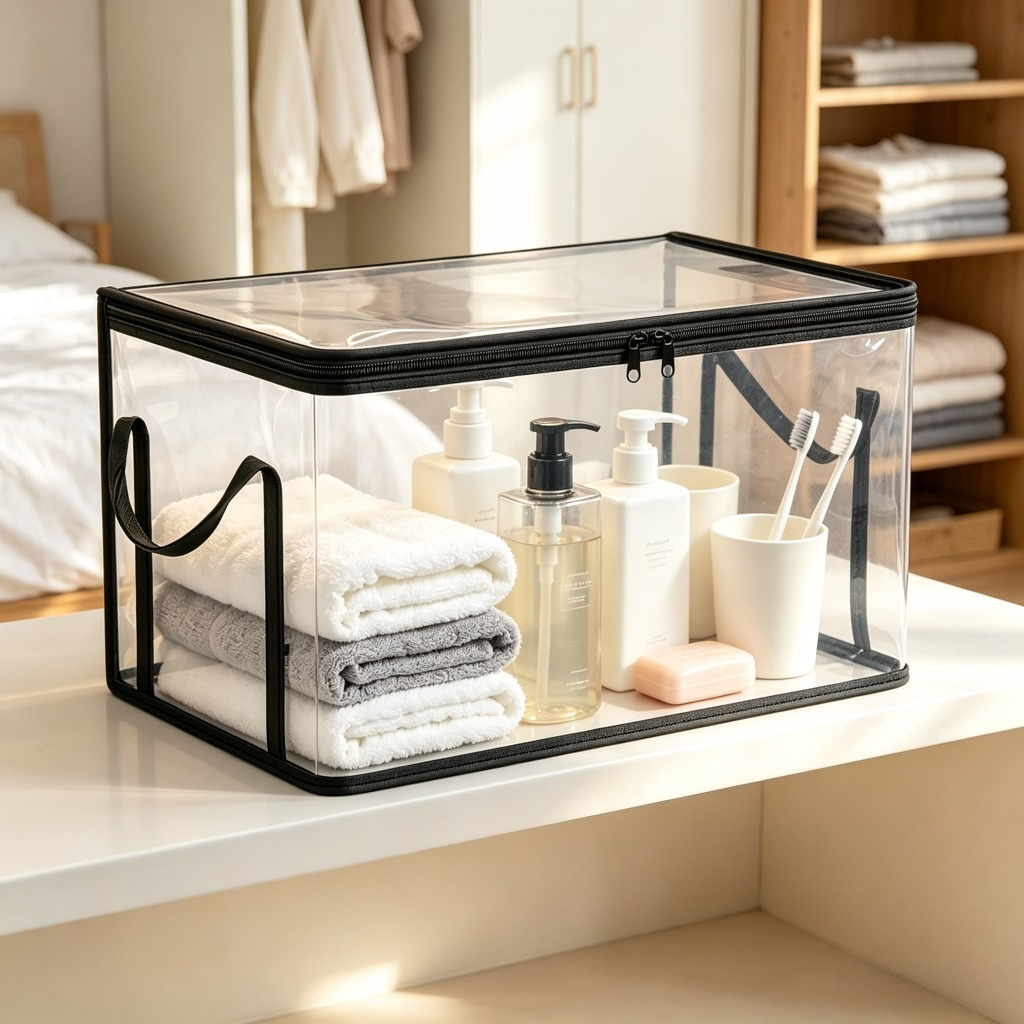 5pcs Set of Transparent Storage Boxes with Double Zippers
