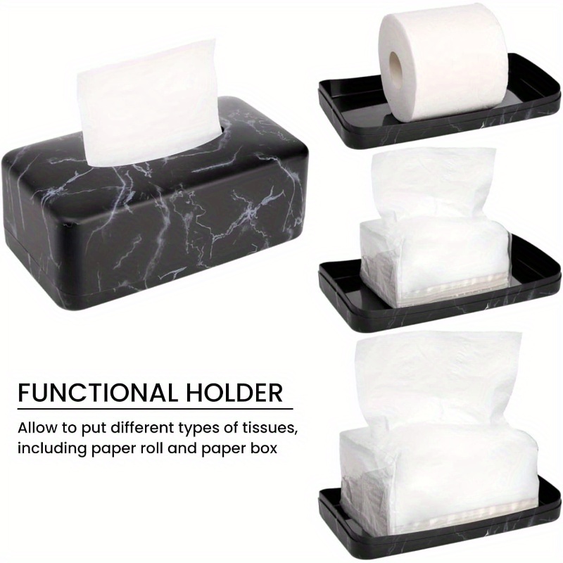 1pc black marble tissue box holder & napkin dispenser with golden   - modern rectangular   top, glossy   marble design, space-saving organizer for bathroom, bedroom, kitchen, or restaurant - durable & easy- , crystal material-like texture (no lead/crystal) - elegant marble countertop dispenser box with   & sturdy base for tissues or napkins Product details 2