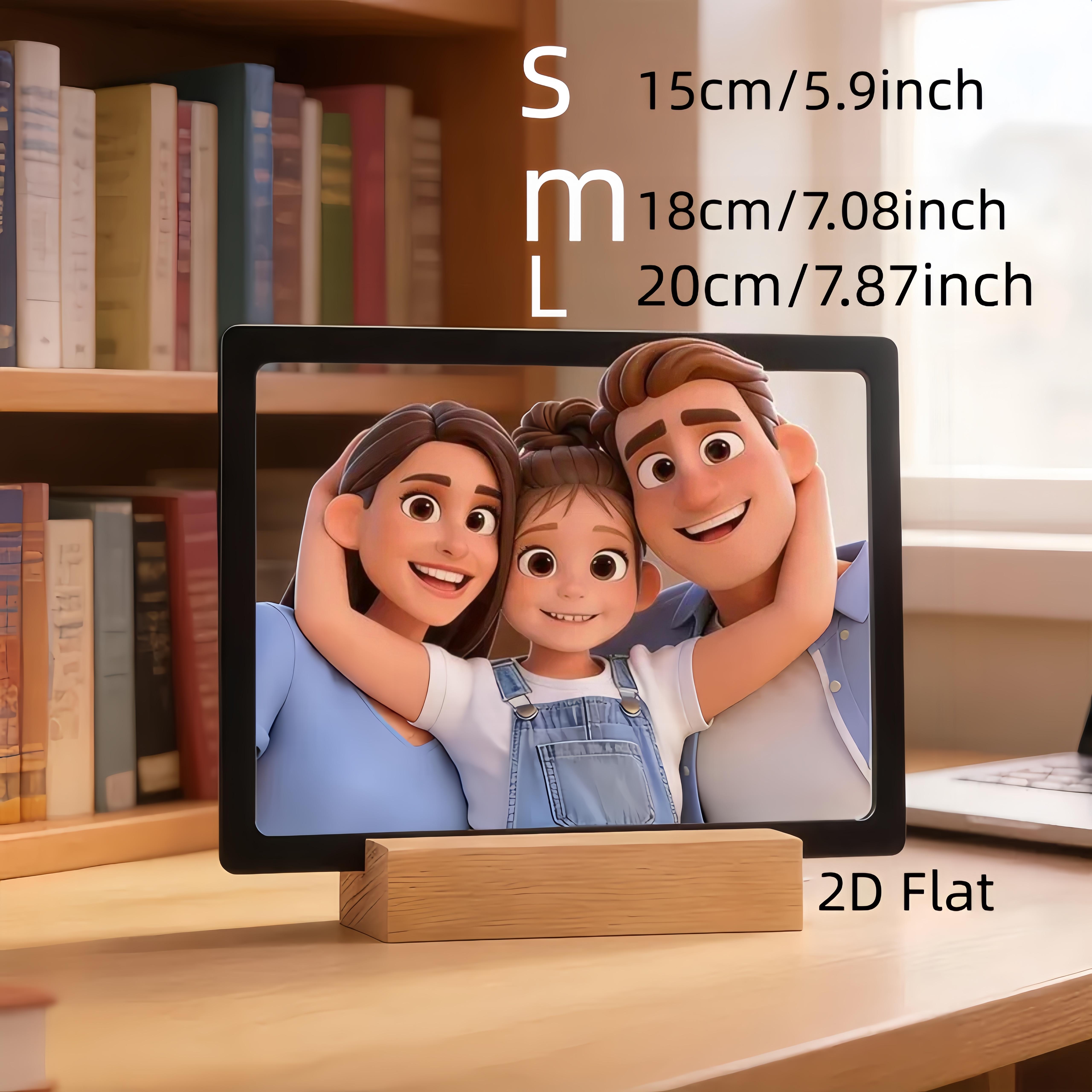 TEMU 1 Personalized 3d Photo Frame, 2d Flat, Custom Family Pattern Acrylic Photo Plate, Living Room, Room Decor, Suitable For Multiple Holiday Gifts,