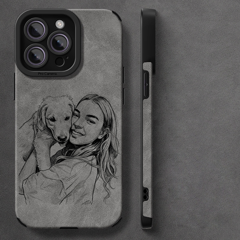 TEMU Phone Case - Customizable Personalized Anniversary Photo Line Drawing Phone Case Suitable For Iphone 17 Air 16 15 14 13 12 Pro Full Protection,