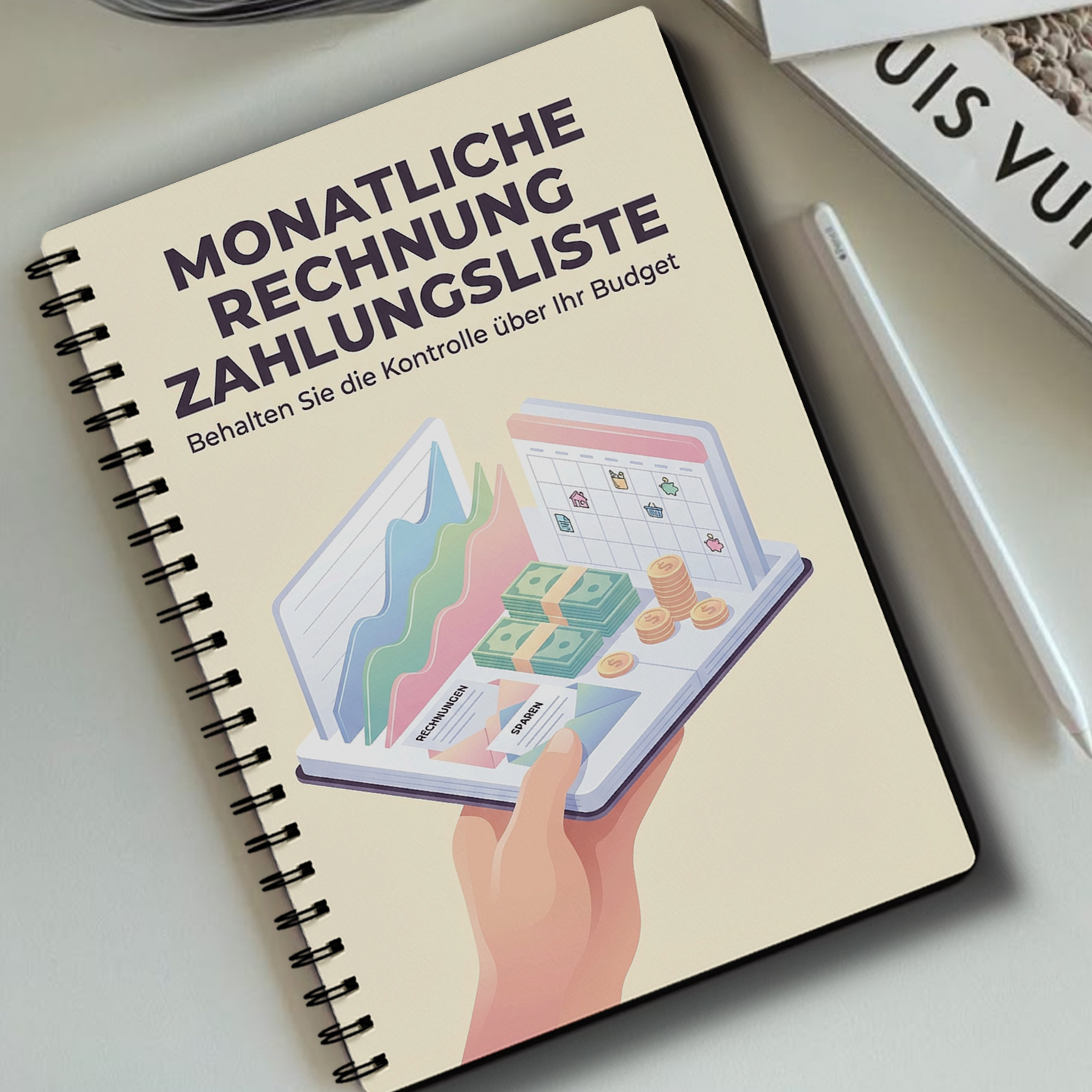 E-shop Deutscher Budgetplaner, Rechnungs-Organizer, Spiralnotizbuch, Ausgabenverfolger, Monatsrechnungs-Organizer, Sparverfolger, Schuldentilgung,