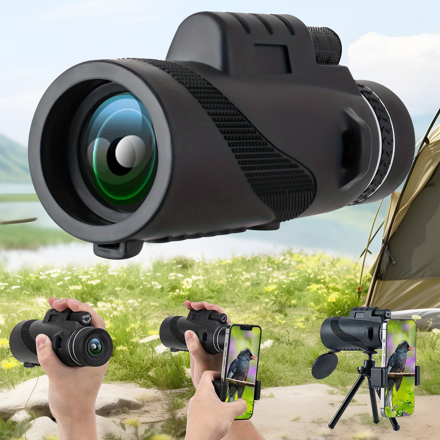 professional high-definition outdoor monocular telescope, long