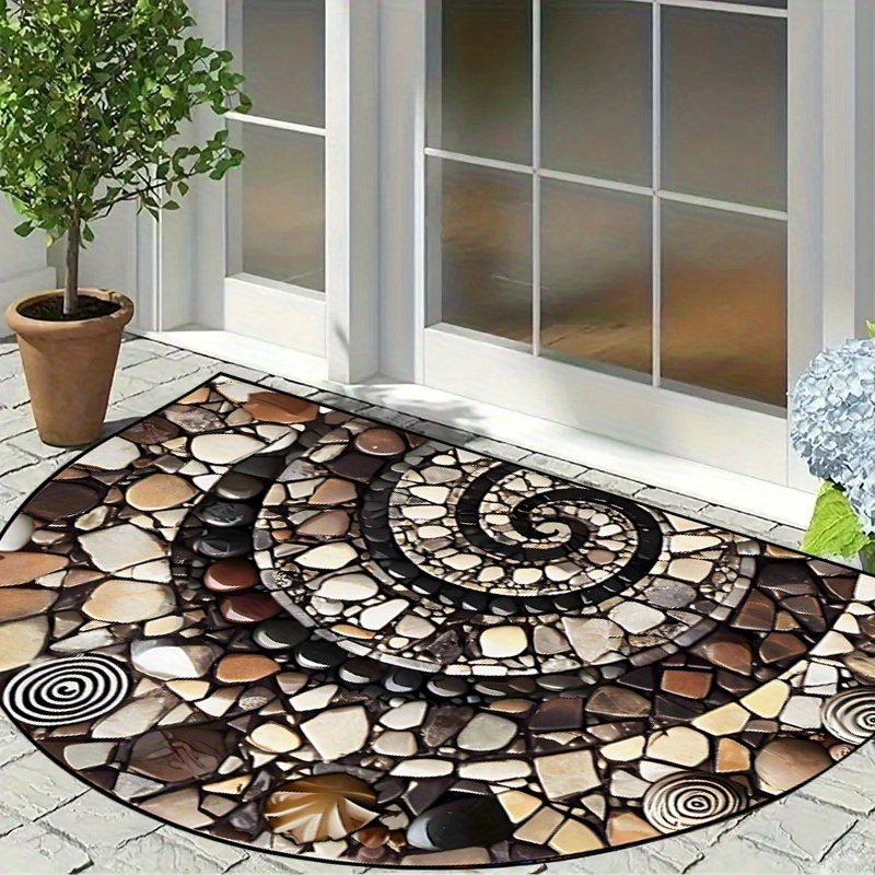 

1pc Flower - Non-slip, Hand Washable, Semicircular Rubber Backed Polyester Fiber Door Mat For Indoor/outdoor Use, Ideal For Entryway, Porch, Kitchen, Bathroom, , Balcony Decor