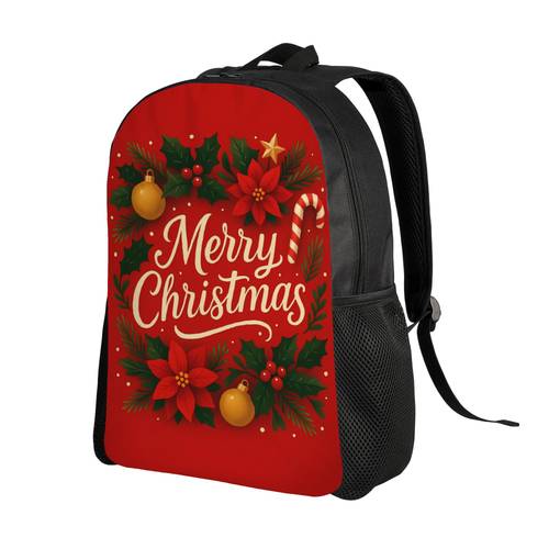 floral merry christmas printed gift mens backpack printed 2 design