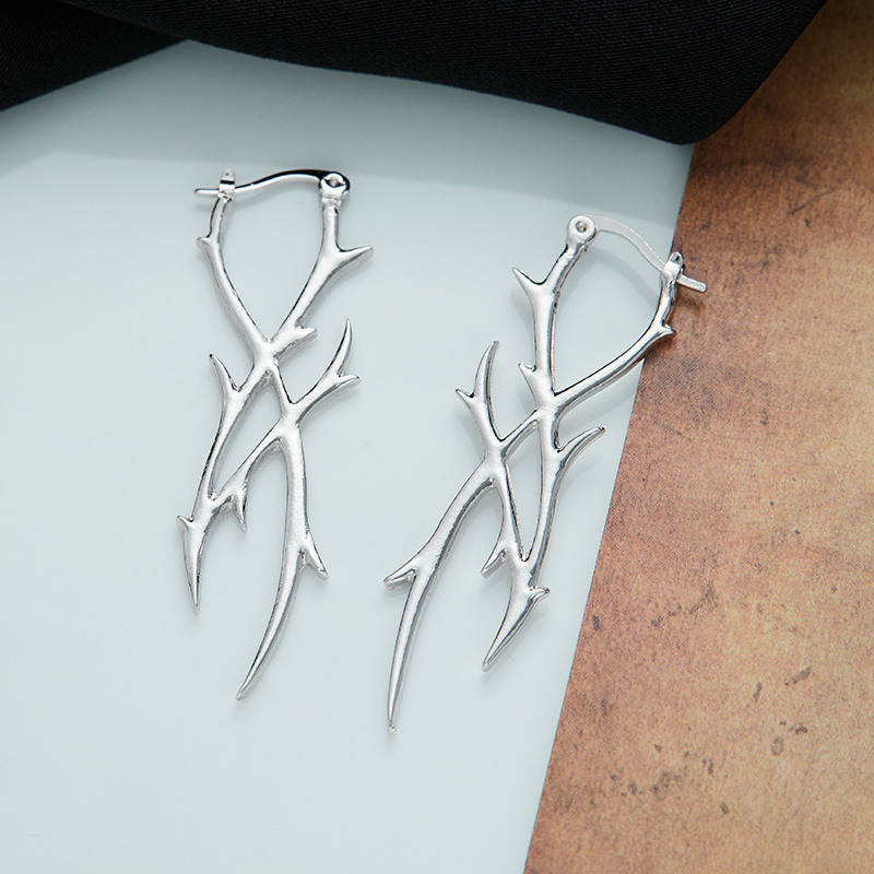 TEMU 1 Pair Punk Hip-hop Style Earrings, Hollow Spike Irregular Dangle Earrings For Women And Men