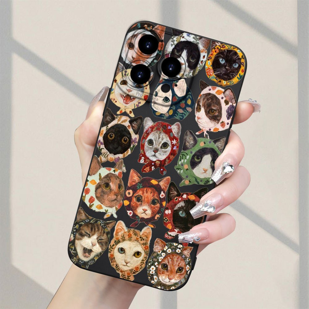 

New Cute Turbaned Cat Pattern Classic Creative Fun Tpu Camera Shockproof Protective Phone Case With Iphone7/8/11/12/13/14/15/16pro/16plus/16promax/x/xs Max/xr/se/mini Suitable For Boys And Girls