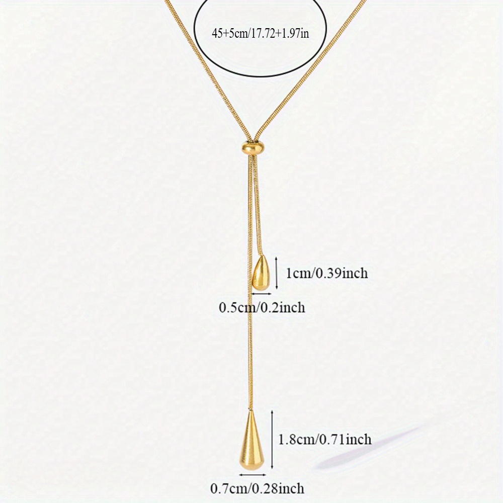 An Adjustable Golden Stainless Steel Y-shaped Pendant Necklace - Simple and Elegant Design, Suitable for Daily and Festive Wear, the Perfect Gift for Women, Ideal for New Year and All Seasons, Minimalist Necklace, Versatile Jewelry, High-quality