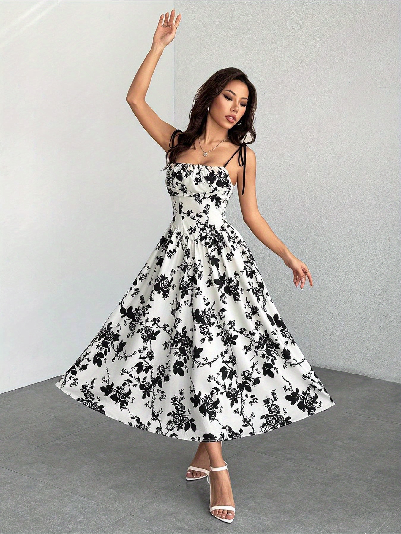 black full length prom dress Valentina Bebes AW23