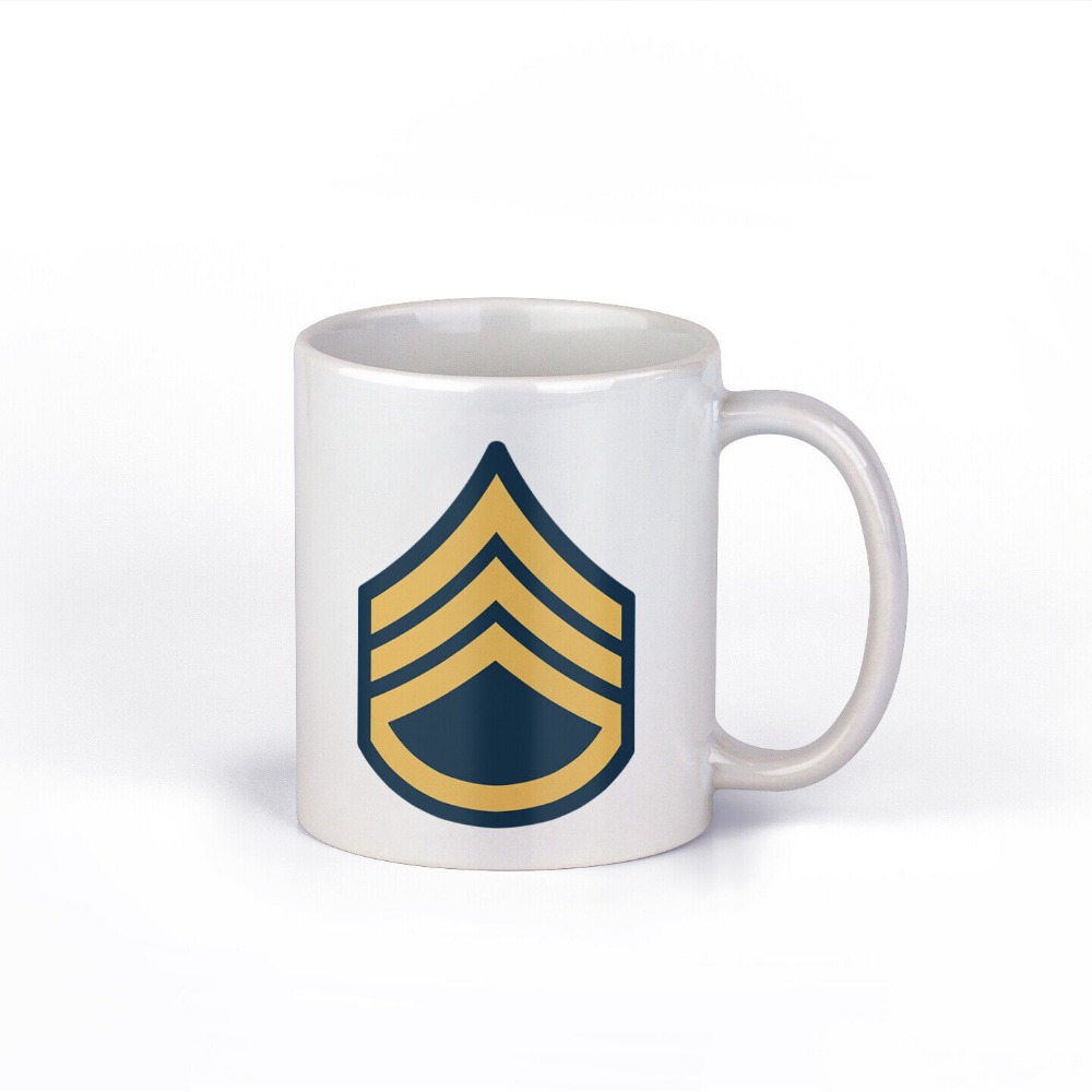 

1pc Army Staff E6 Ceramic Coffee Mug, 11oz, Hand Wash Only, Microwave Safe, Reusable Round Cup For Adults, Multipurpose Use