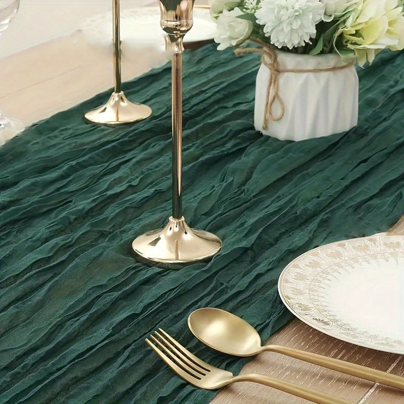 TEMU 1 Paquete de Mesa de Poliéster, de Mesa Plisado Bali Verde , de Mesa Plisado de Color Sólido Elegante, Tela Decorativa Festiva para Mesa,