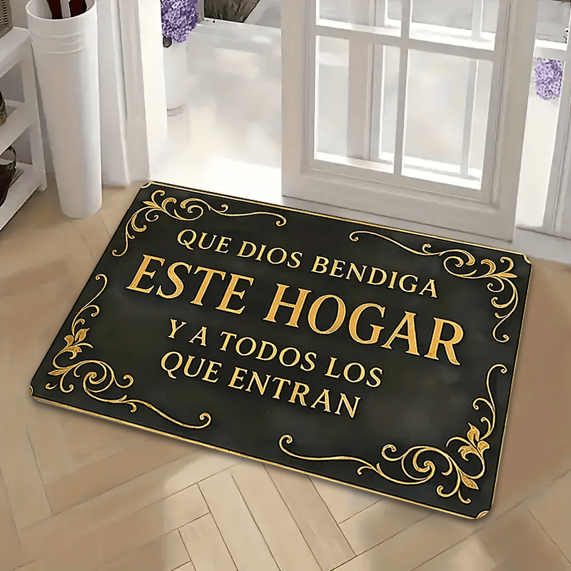 TEMU 1pc Inspirational Text Doormat, Flannel Material - Thick Pile With 0.4inch Sponge Thickness, 580g Per , Rectangular Mat, Easy-clean Kitchen Bath