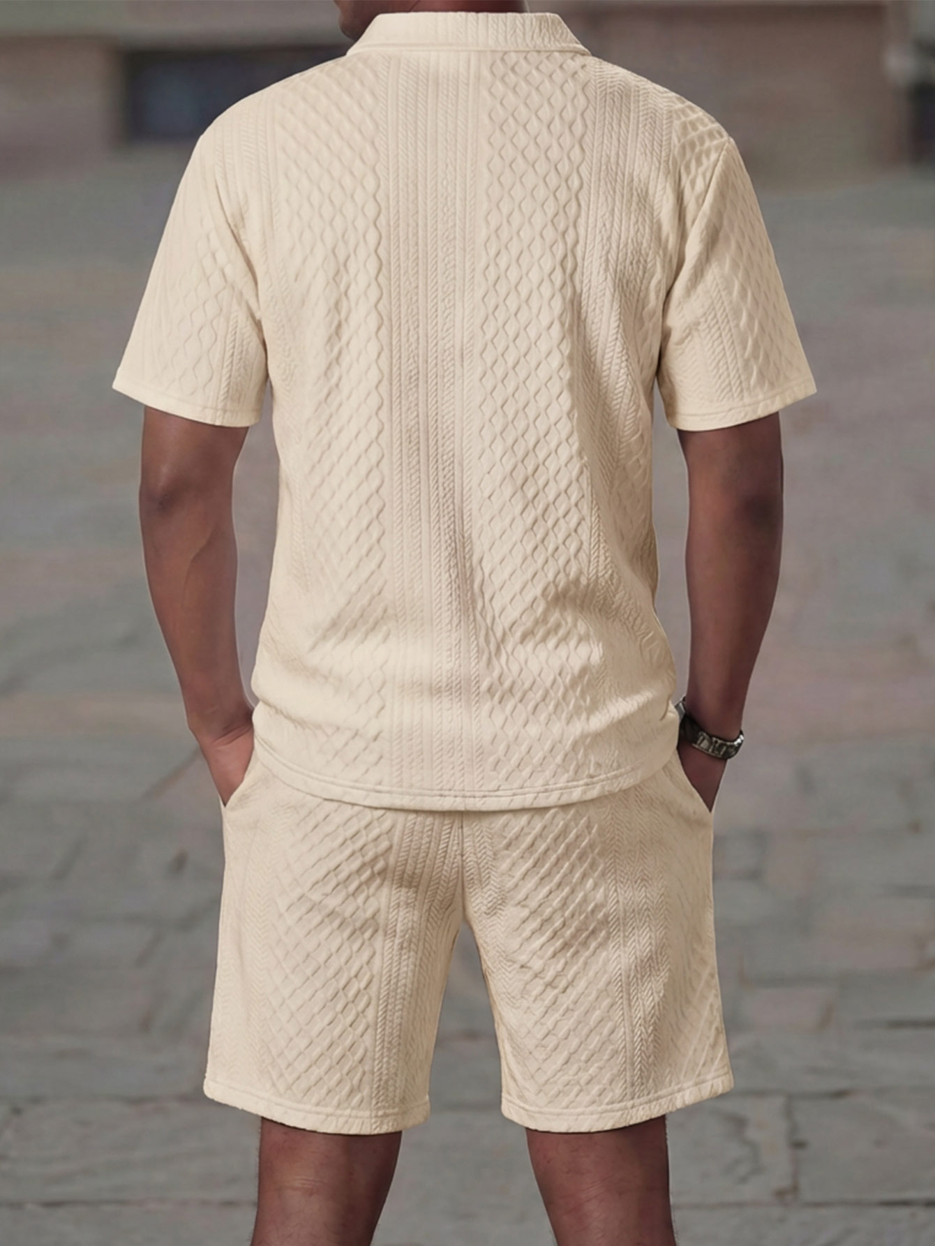 Casual Sporty Men's Short-sleeve Shirt and Shorts Set for Daily Outdoor and Commuting Wear