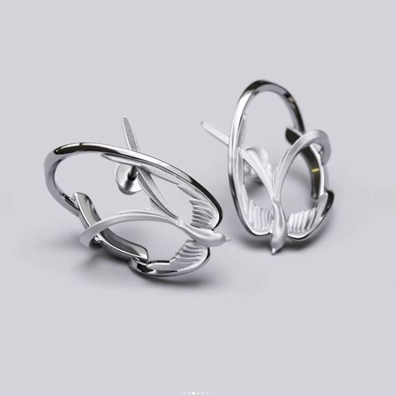 TEMU Stylish Hip Hop Bird Ear Studs For Women Men Trendy Party Wear Jewelry Perfect Fashion Additions For , Fashionable Items Suitable For Wearing At