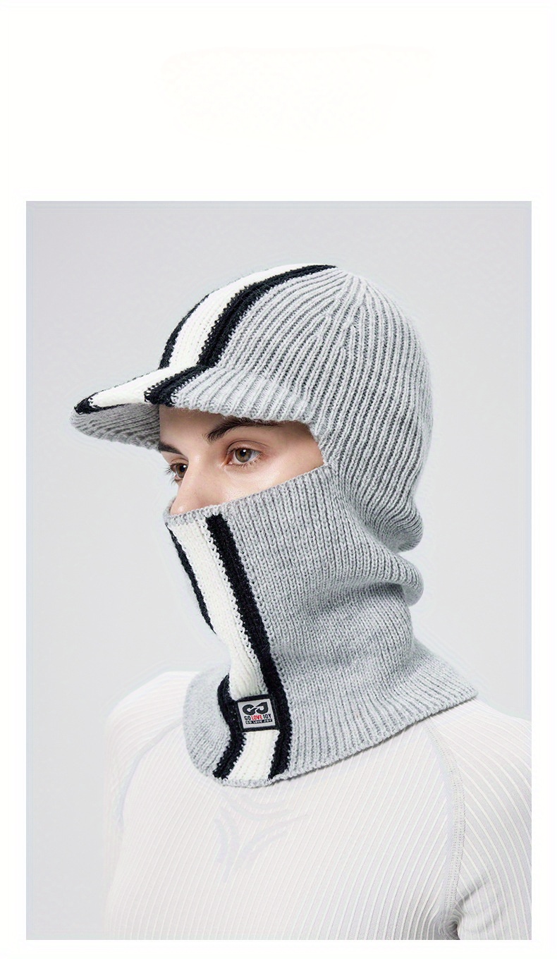 cozy knit balaclava brim warm windproof ski cycling hat ear Temu