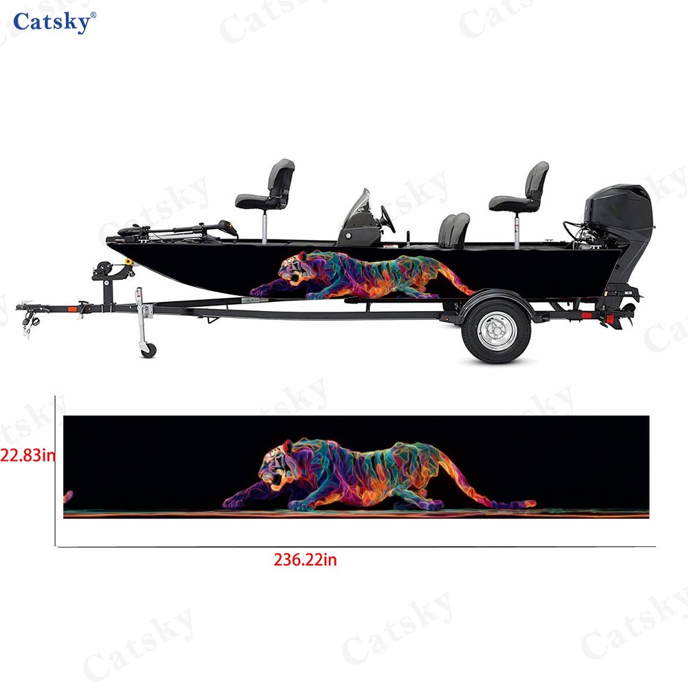 Neon Tiger Boat Hull Decal for Yacht Decoration