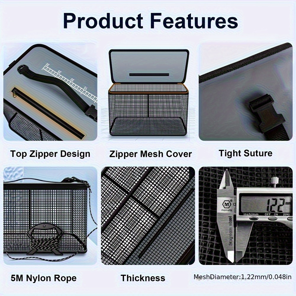 foldable floating cage, rubber coated fish basket, sea live fish catch protector, hanging fishing cage, minnow bait bucket minnow trap Product details 3
