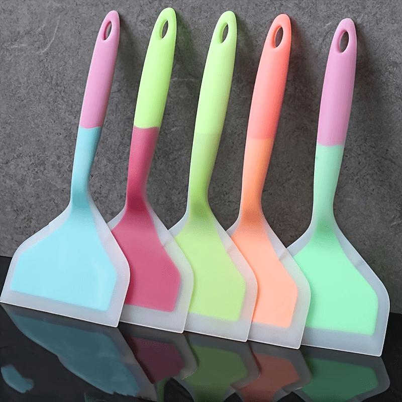 TEMU 4pcs Silicone Spatula Set Translucent Wide Blade Flipper Safe Kitchen Cooking Turner Slotted Spoon Home Cookware Utensils