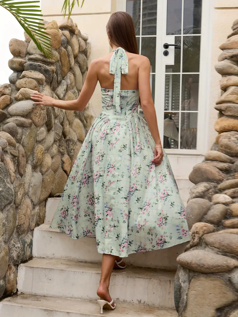 backless floral midi dress Madelyn Backless Midi Dress Rose Print Pink