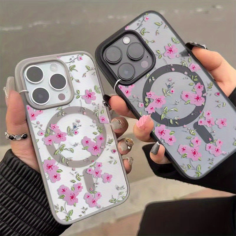 Small Fresh Full Screen Purple Morning Glory Phone Case for iPhone 16 15 Pro Max 14 13PRO 12PRO 12 11 11 Pro 14 Pro Max 14 15 Pro 16 Plus 13 13 Pro Max XR XS MAX 16 Pro Max All Inclusive Anti Fall Artistic Magnetic Protection Cover