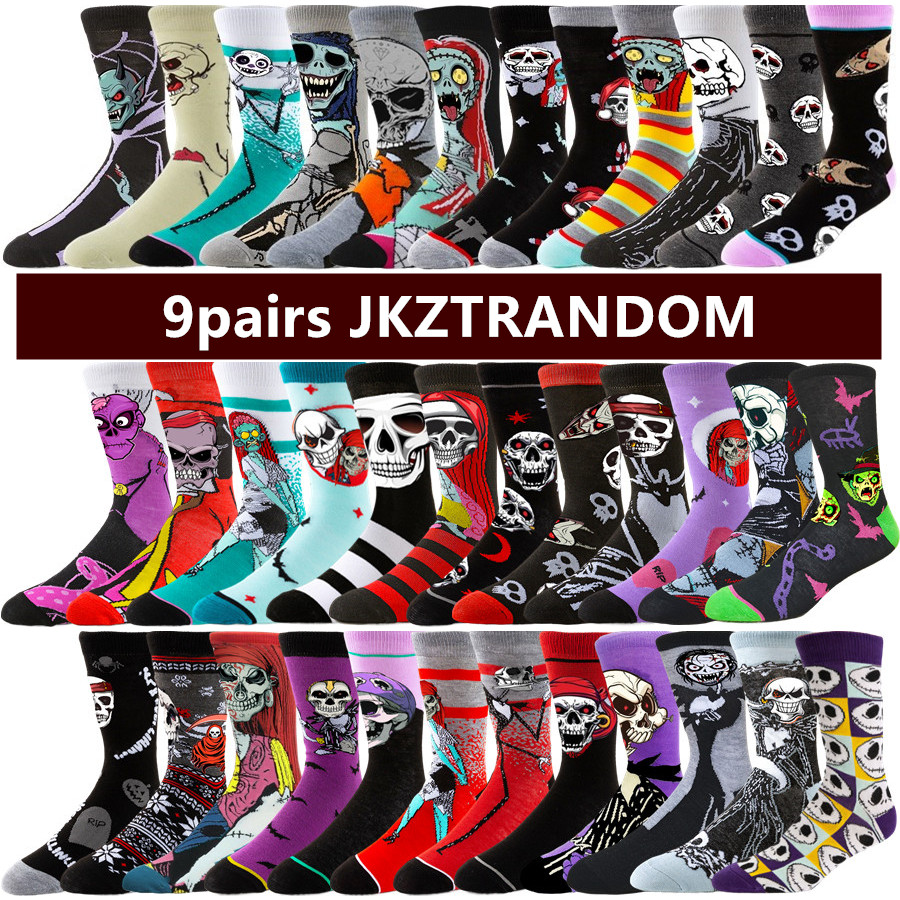 TEMU 9 paires de chaussettes aléatoires style dessin animé, anime, hip-hop, , décontracté pour homme et femme, fantaisie, drôles, tendance,