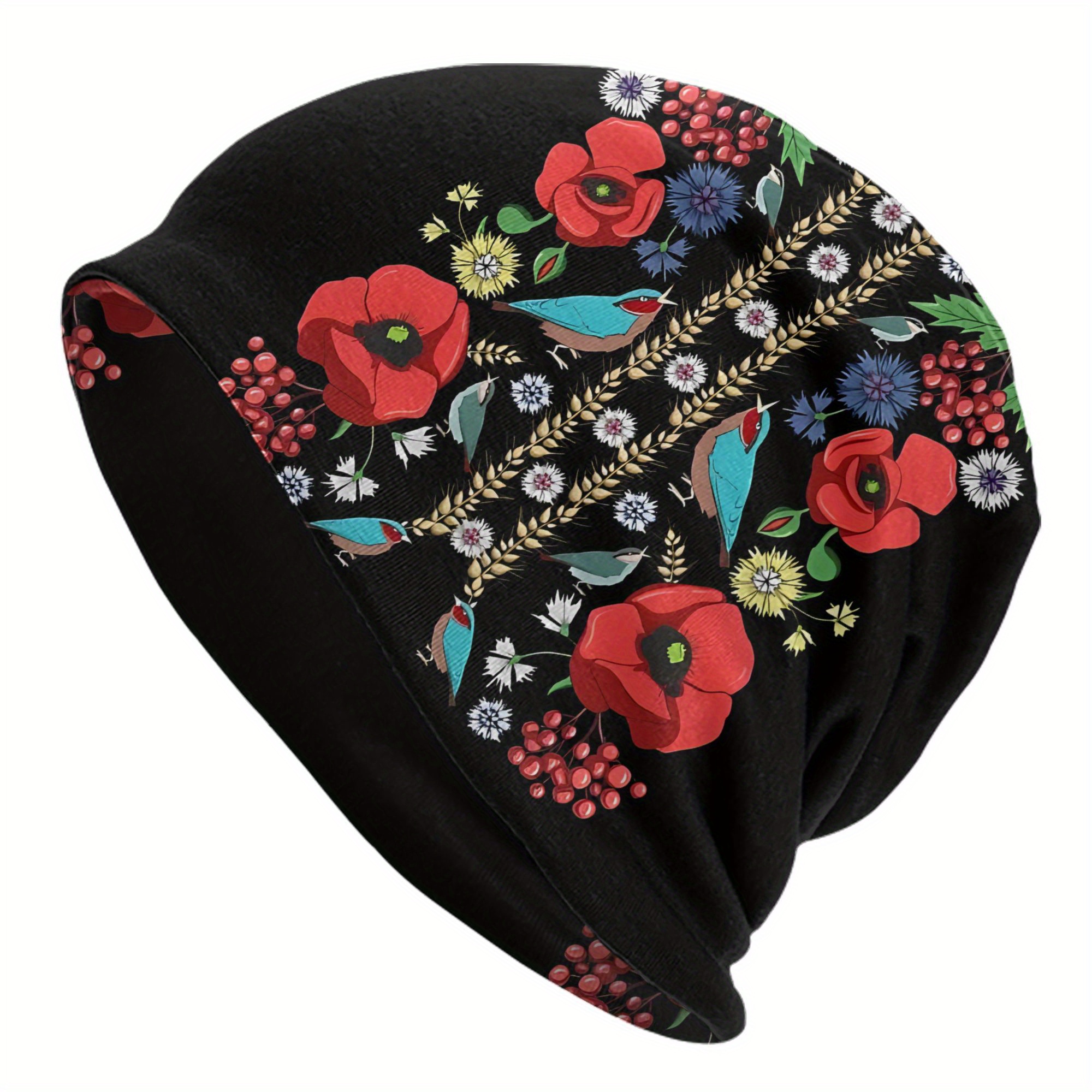 TEMU Biihudu Ukrainian Traditional Ukrainian Pattern Beanie Hat - Unisex Skull With Ukrainian Cultural, Ethnic /eastern European For &, Casual Wear &