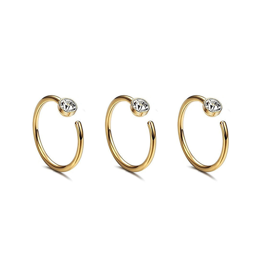 TEMU 1pc/3pcs/5pcs Simple And Stylish Stainless Steel Septum, Nose Ring, Golden/silvery/black, Women's Body Piercing Jewelry, Suitable For Daily Wear