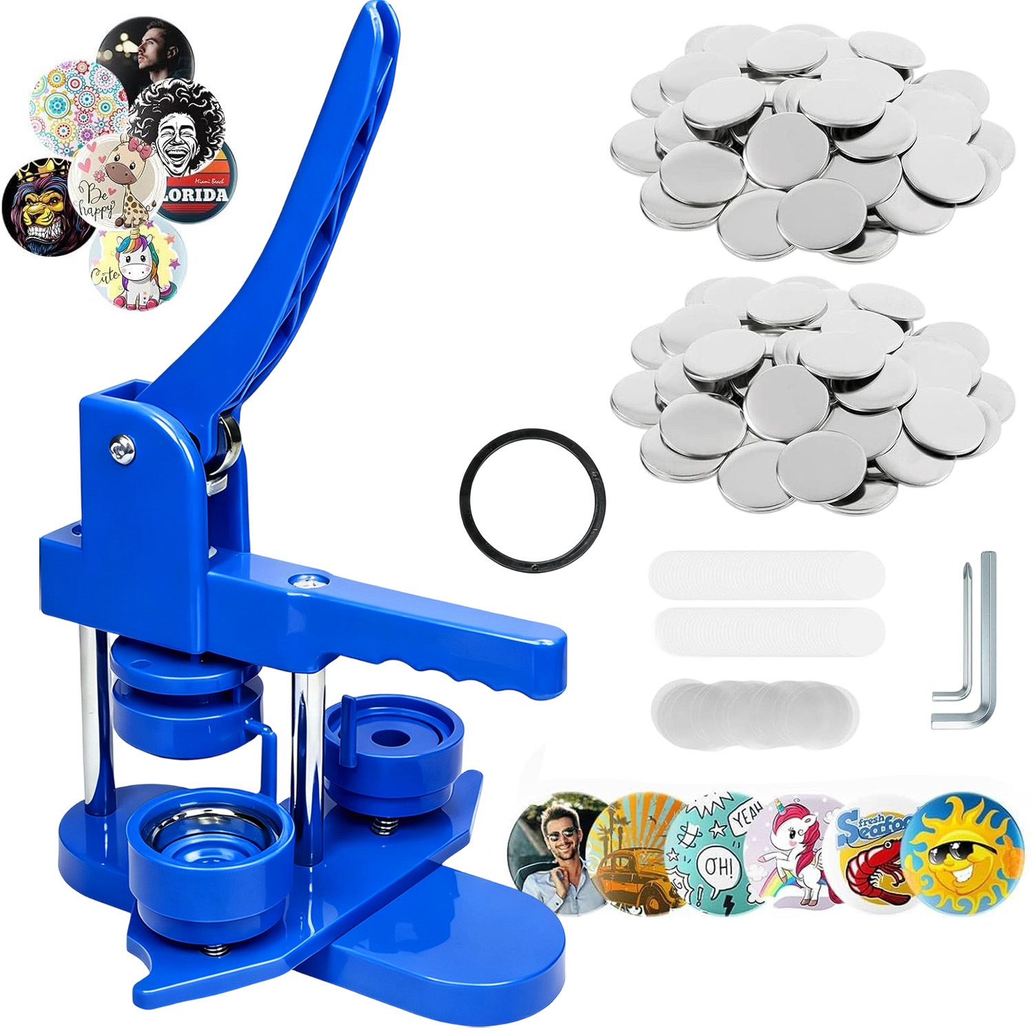 Button Maker Machine 58mm, Installation-free Diy Pin Badge Button Maker Press Machine Badge Punch Press With Free 100pcs Button Parts