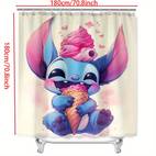 1 4pcs with ice cream from pattern shower curtain set shower curtain with 6 12 hooks non slip bath rug u shape mat toilet lid cover pad home decor bathroom full set bathroom accessories gifts gifts for family