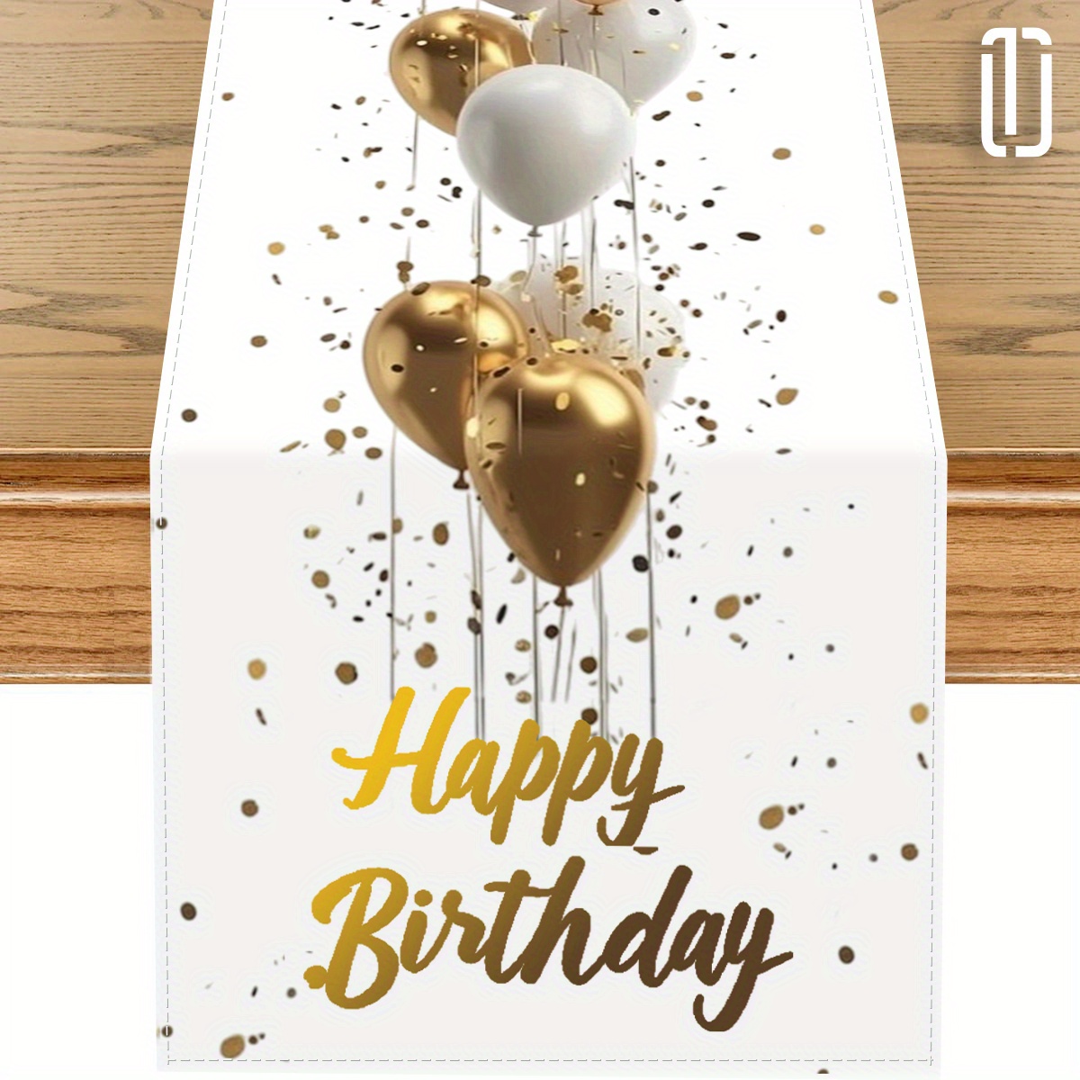 1pc, Rose Birthday Table Decor Golden Birthday Party Table Runner & White Table Mats - Enhance Birthday Party With Tablecover