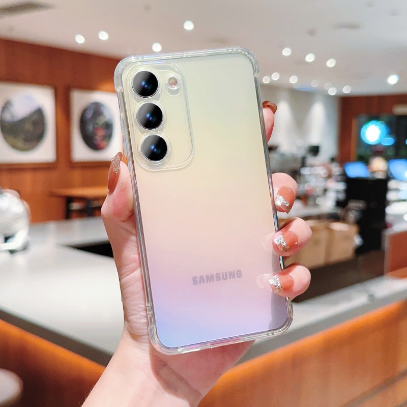 TEMU Phone Case: Fashionable And Creative Iridescent Blue Light Gradient Phone Case For Galaxy S26 S25 Plus S24 S23 S22 S21 A26 A36 A56 A17 A35 A55