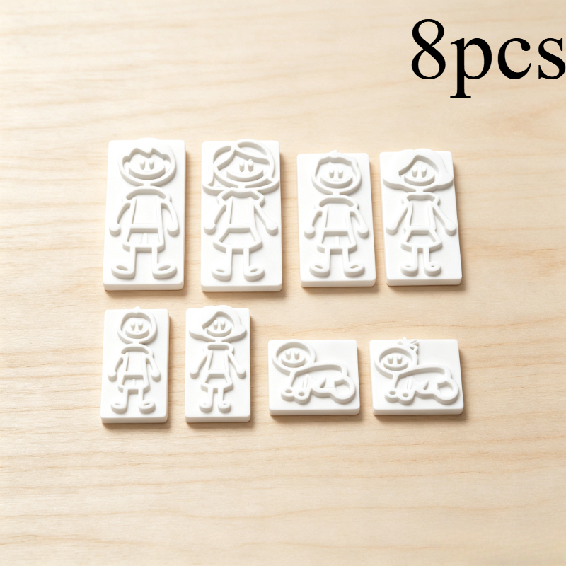 TEMU Set di 8 pezzi di timbri per statuine in argilla , stampi per goffratura con simpatici motivi di membri , con motivi e adorabili riutilizzabili.