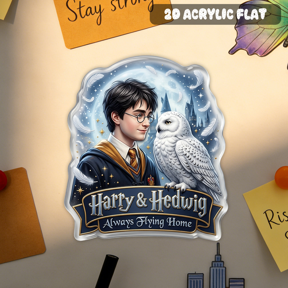 TEMU 1pc Wb Harry Potter Harry & Hedwig Magnet Suitable For Fridge, Whiteboard, Locker Decor - Retro Castle Collectible With Iconic Characters,