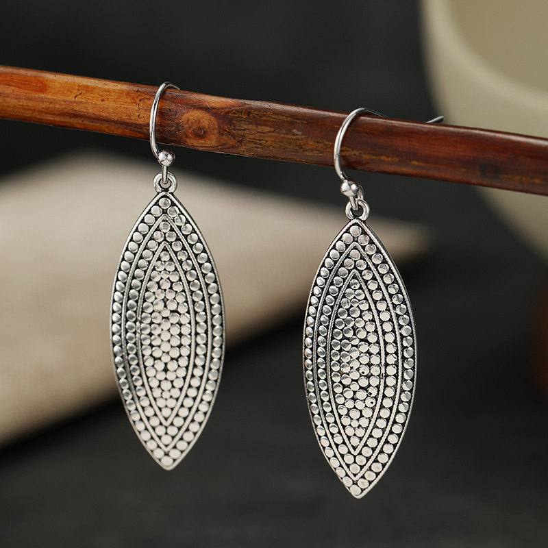Vintage Polka Dot Willow Leaf Hanging Ear Hooks