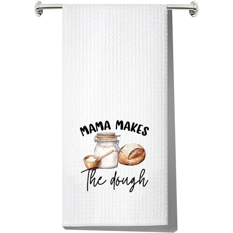 

1pc Mama The Dough Sourdough Kitchen Towel, 18x26inch, Super Polyester, Modern Cartoon Design, Machine Washable, Square Baking Mom Gift